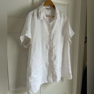 Cold water creek 100% linen button down short sleeve blouse size 1x